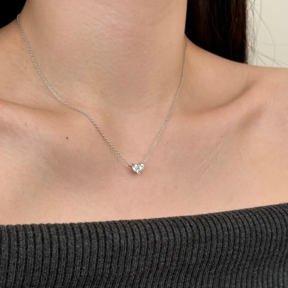 KAKODIY Simple Design Fashion Jewelry 925 Sterling Silver Rhodium 18K Gold Plated Tiny Love Heart Pendant Necklace with 5A Zirconia detail 9