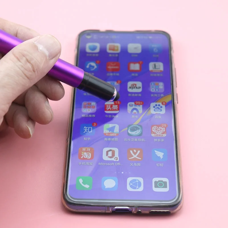 Multifunctional 4 in 1 Phone Holder Stylus Light up Pen with Company logo