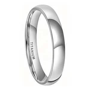 Coolstyle Jewelry Domed Polished 4mm Stackable Wholesale Titanium Ring for Women Men Fashion Engagement Wedding Band