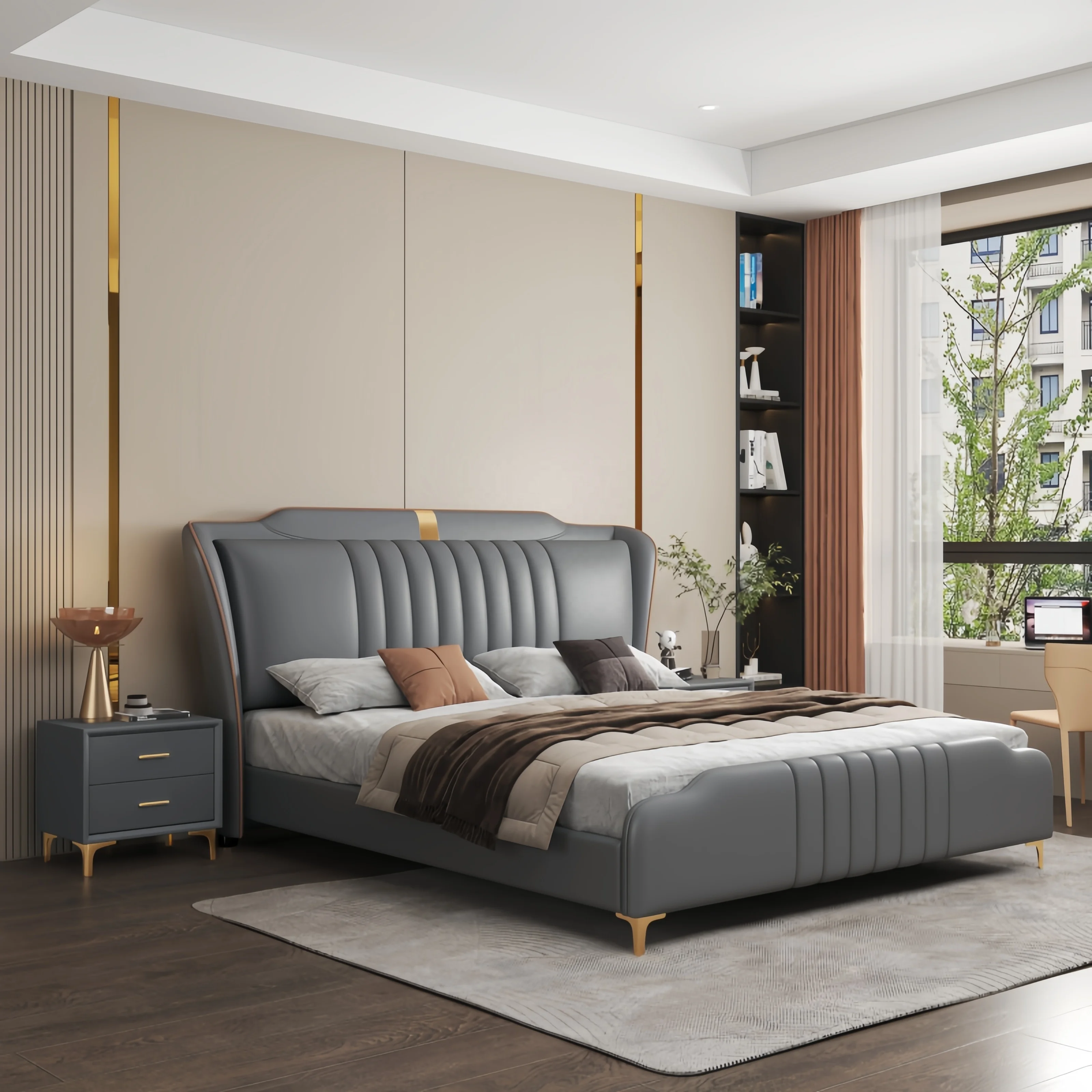Picture Idea: Latest Design Modern Double Bed Light Luxury Apartment Bedroom