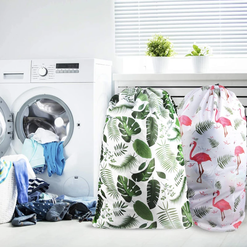 Oem Extra Large Printed Rip-Stop CanvasTravel Dirty Clothes Machine Washable Hotel Bulk Wash Nylon Laundry Bag With Drawstring