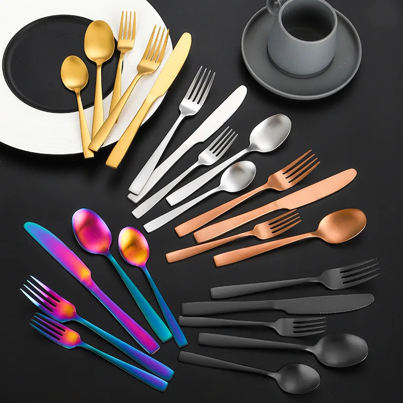 24 Piece Flatware Set Stainless Steel Cutlery Set With Steak Knife