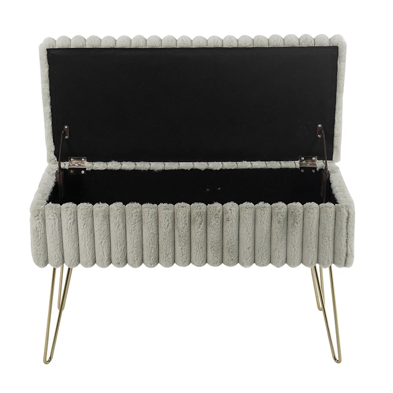 High Quality Storage Bench Ottoman With Gold Legs Footrest Pouf for Bedroom Living Room