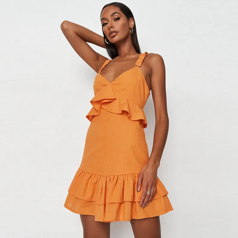 robe en lin orange