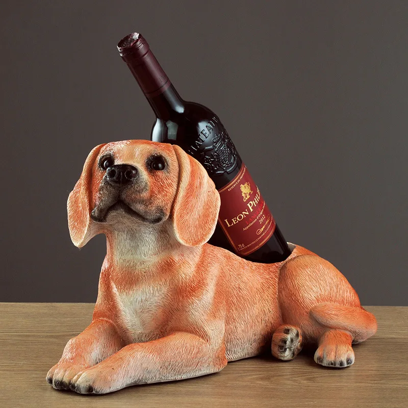 Custom Resin Black Dog Shape Wine Bottle Holder Wholesale Polyresin