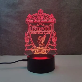 Liverpool Club Creative Football Acrylic Led Lamps,3D Custom Shaped Night Light,High Quality Illusion 3D Led Football Light Lamp