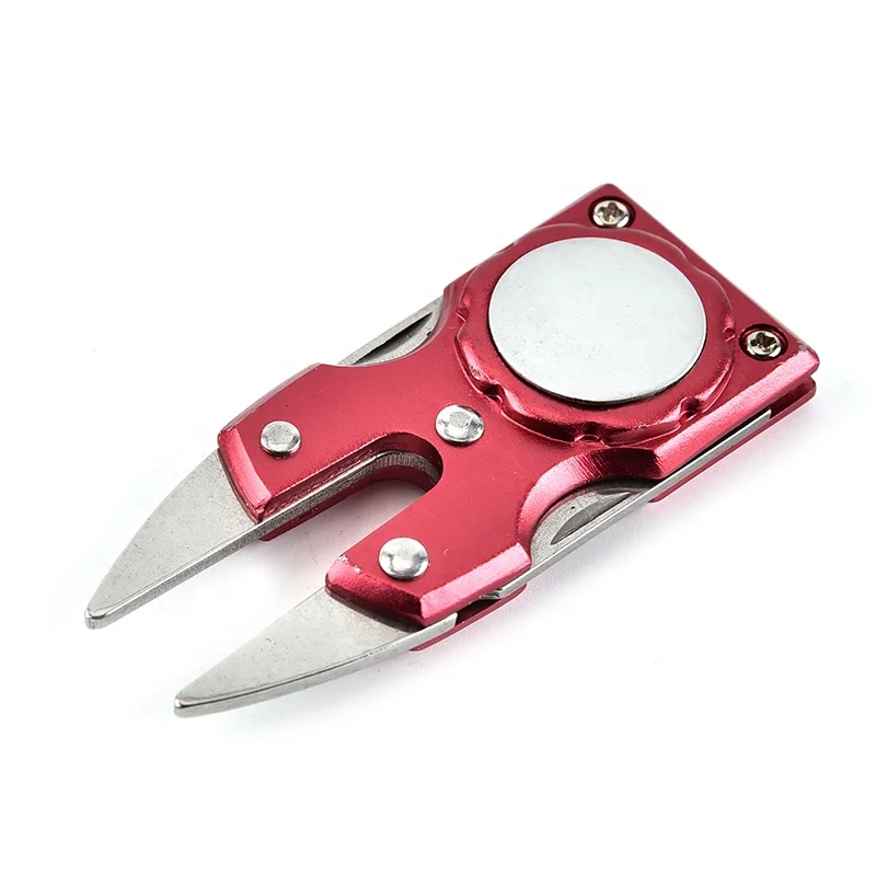 Free Personalized Custom Magnetic Divot Ball Marker Golf Divot Pitch Fork Tool with Free Design Golf Accessories