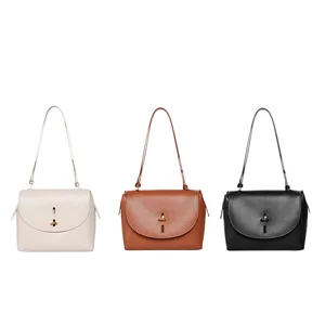 Wholesale Customized Retro Women's Genuine Leather High-End Shoulder Bag with Zip Closure Fashion Style