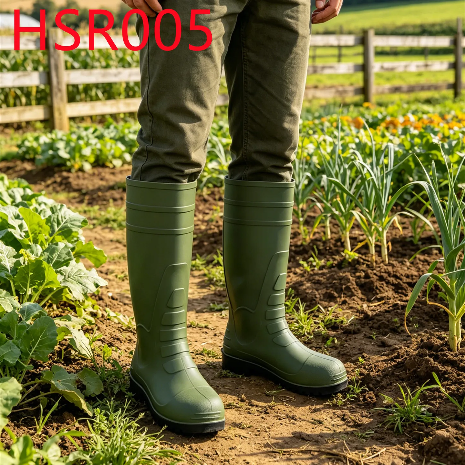 YYR,Livestock Farm PVC Material Integral Molding High-cut Work Boots Muddy Roads Multi-color Gumboots with Steel Toe HSR005