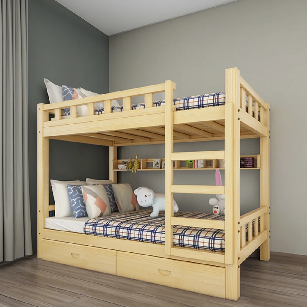 Hot Sale Solid Wood Bed Modern Simple Bunk Bed for Kids