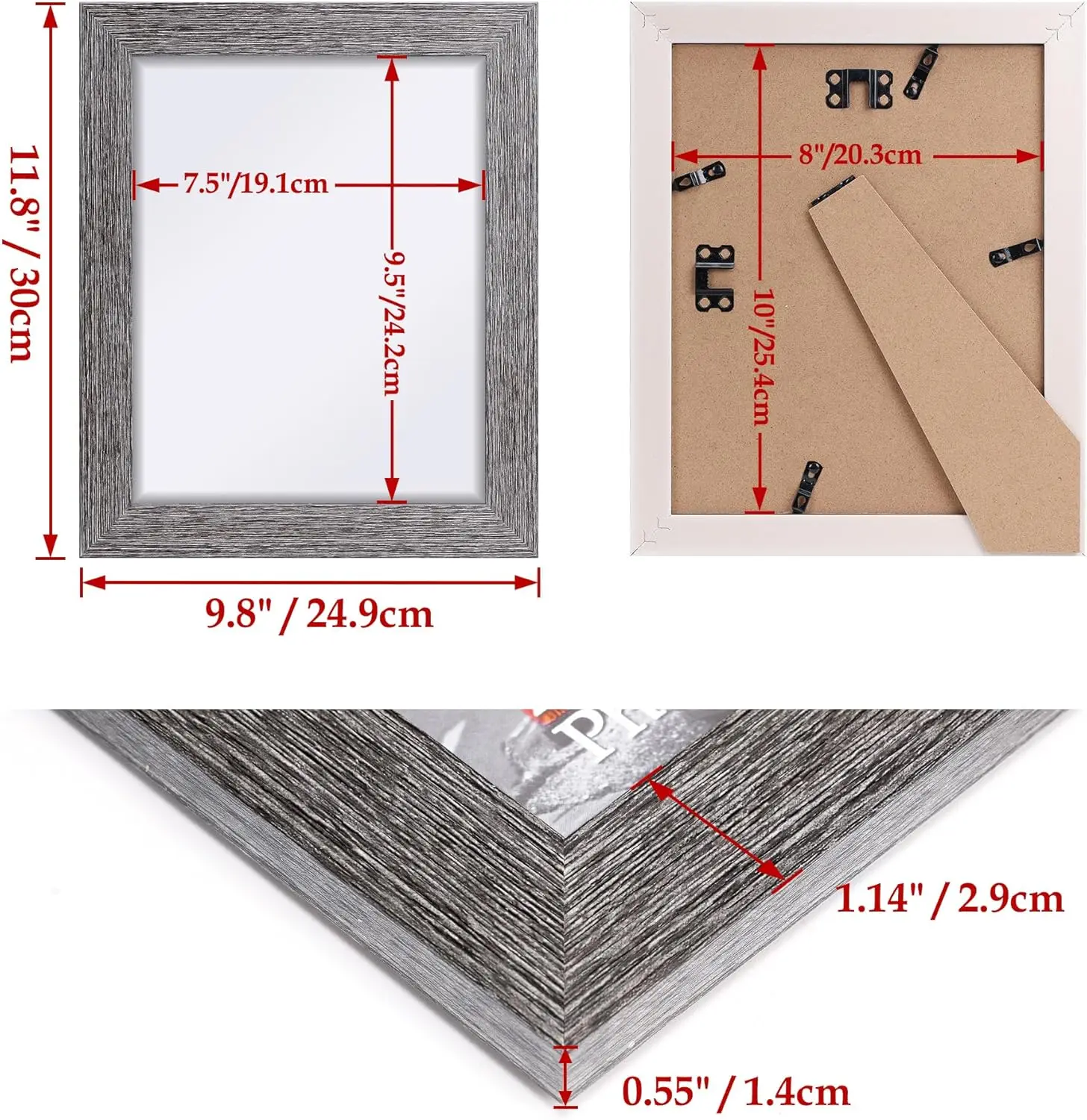 Distressed Rustic 8x10 Picture Frames Set Natural Wood 8 X 10 Photo Frames for Tabletop Wall Collage 8 10 Inch Picture Display