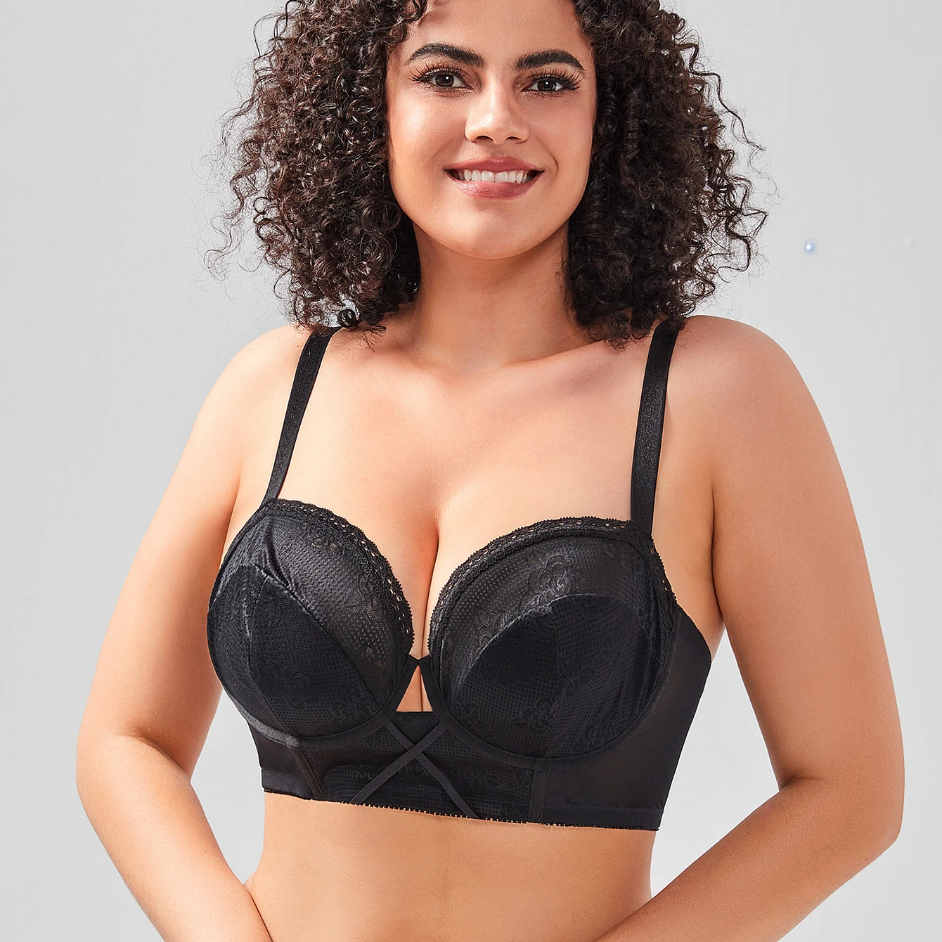 Plus Size Women's Underwired Bandeau Bra With 1 Pair Of