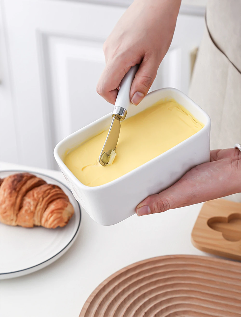 Rectangular Ceramic Butter Dishes Sealed Tin Cheese Box Storage Box