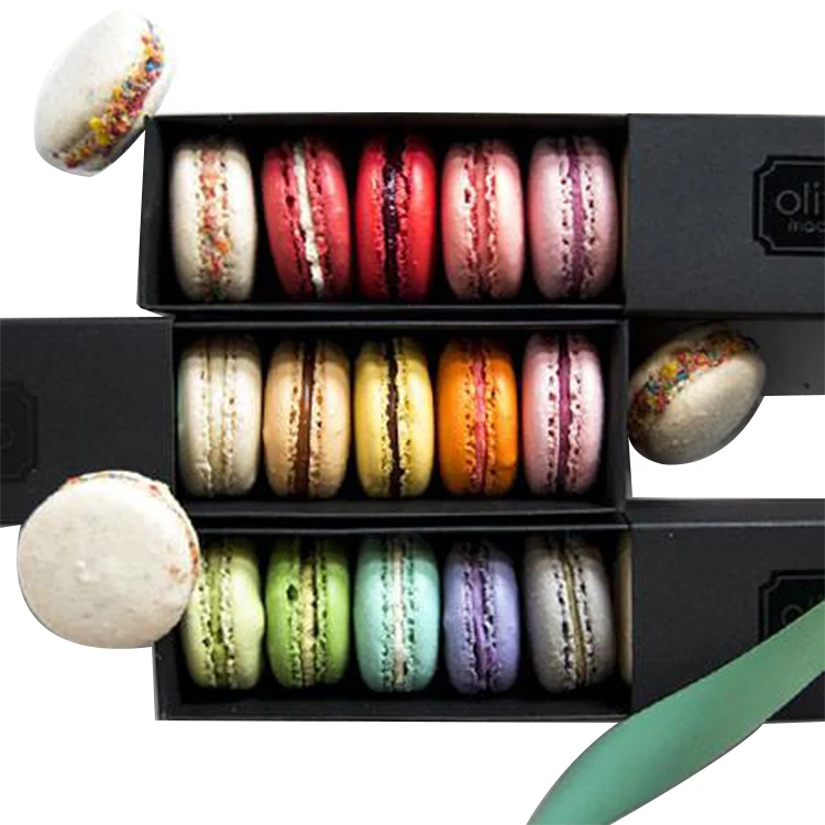 Sliding Kraft Cardboard Gift Drawer Box Custom Printed Cookie Biscuit Macaron Packaging Paper Drawer Box