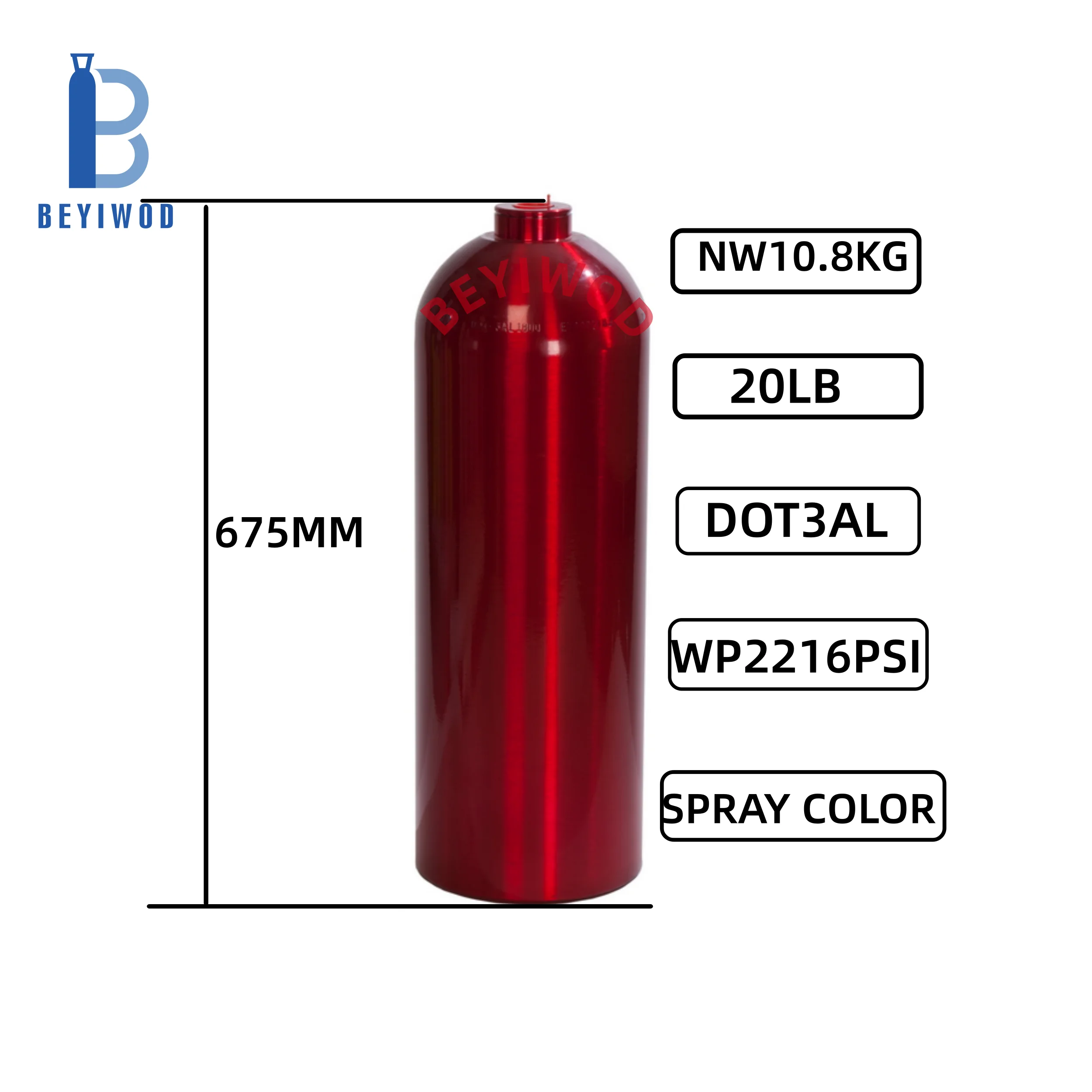 product 20lb 10lb usa standard dot3al iso ce approved  aluminum  oxygen bottle  refillable gas cylinder for race part-5