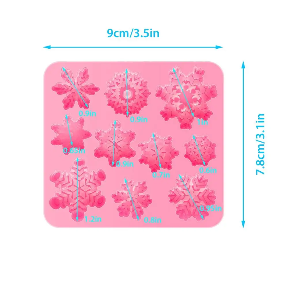 2 Pieces 3d Snowflake Fondant Mold Christmas Snowflake Silicone Mold For  Cake Cupcake Decorating Polymer Clay Craft Projects (pink)