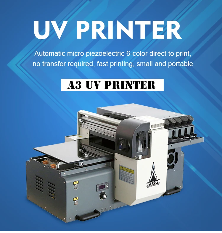 Small Format Economic A3 Digital Flatbed UV Curing Printer For