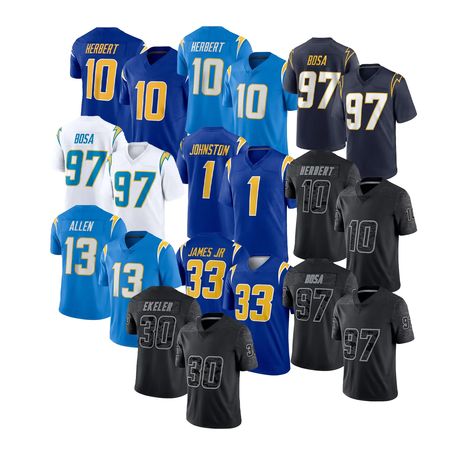 Wholesale Khalil Mack 52 Los Angeles Jerseys 10 Justin Herbert 13 Keenan  Allen 97 Bosa James Stitched Game USA Football Shirts Royal Navy From  m.