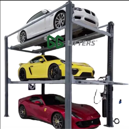 4 Post Triple Stacker 3 Levels Car Parking Lift Auto Parking System Car Storage Equipment Hydraulic Car Parking Lift