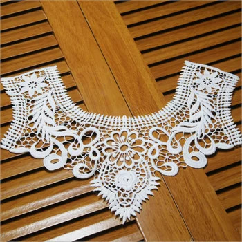 Milky cream silk black and white big flower necklace collar fabric trim diy embroidery lace neckline applique sewing craft