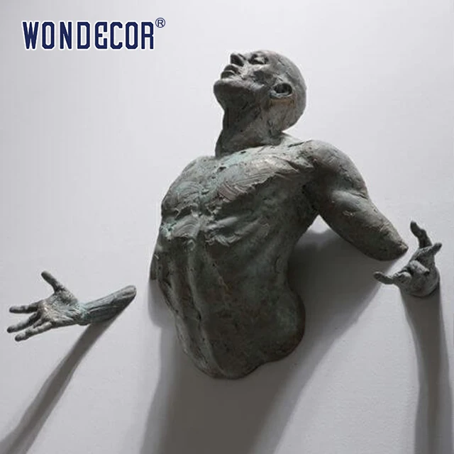 Wondecor Popular Design Modern 3d Man Metal Wall Bronze Sculpture