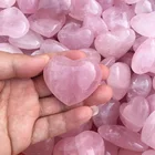40mm Big Healing Heart Shaped Crystals Natural Quartz Gem stone Rose Quartz Crystals Hearts for Home Decor