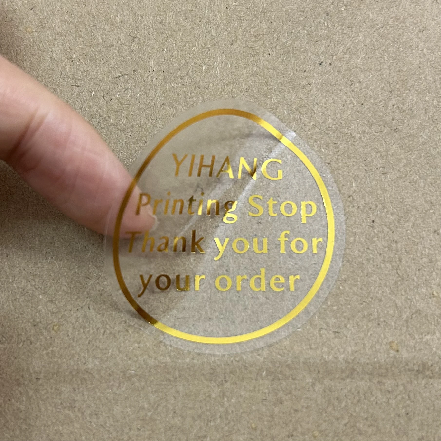 Gold Font 4X4CM Transparent Adhesive Customize Various Shapes Customize Logos Any Text Gold and Silver Color Stickers