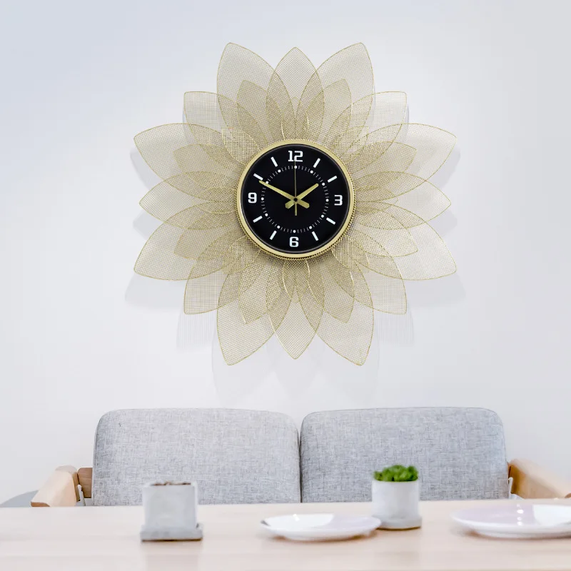 Gold Round Modern Luxury Decoration 3d Wall Art Wall Watch Clock Living