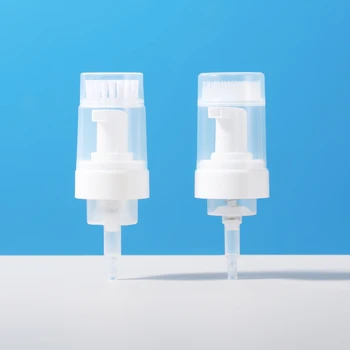 High Quality 42/410 Foam Pump with Two Types of Head Brushes on the Top for Skincare Routines Plastic Foam Pump