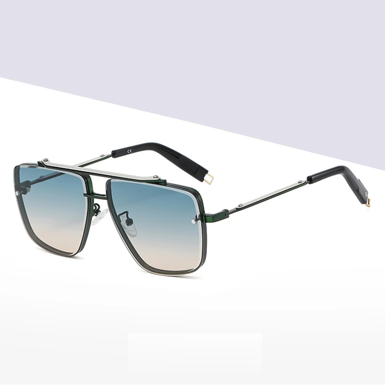 Hbk Fashion Metal Gradient Sunglasses Men Double Bridge Style Men