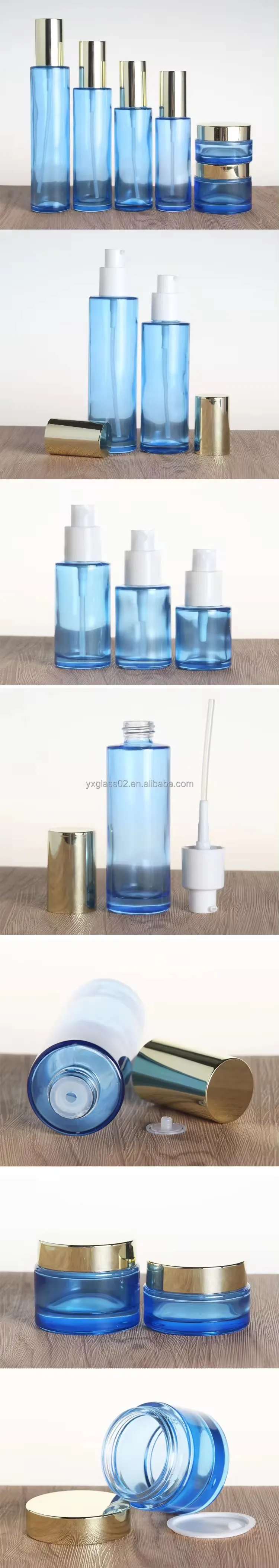 Wholesale supplier Custom color glass container cosmetic Pearlescent white skincare packaging glass jar series supplier