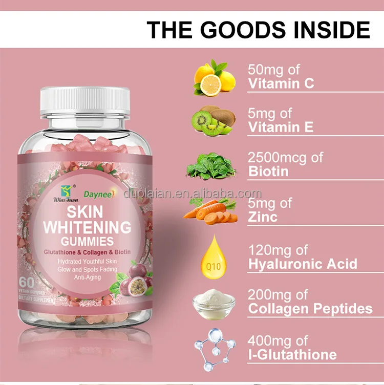 Best Skin Whitening Gummies Fudge Lglutathione Collagen Gummies Beauty Vitamin Antiaging