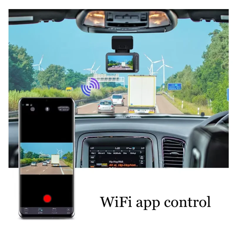 Hot Sale Dual Dashcam 4K Ultra HD Gesture Photo Car Dash Camera with Wifi and GPS Tracking