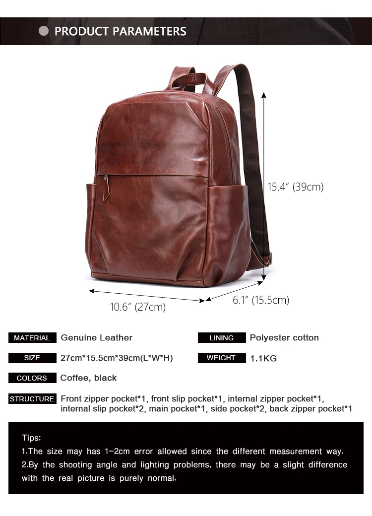 ED - Sac à dos en cuir véritable et toile enduite - Gris