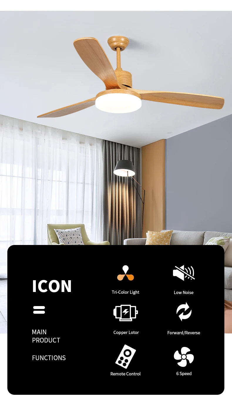 Fans Lamps Decorative Ceiling Fan Price Electric High Quality Powered White Simple Wooden LED Ceiling Fan Light