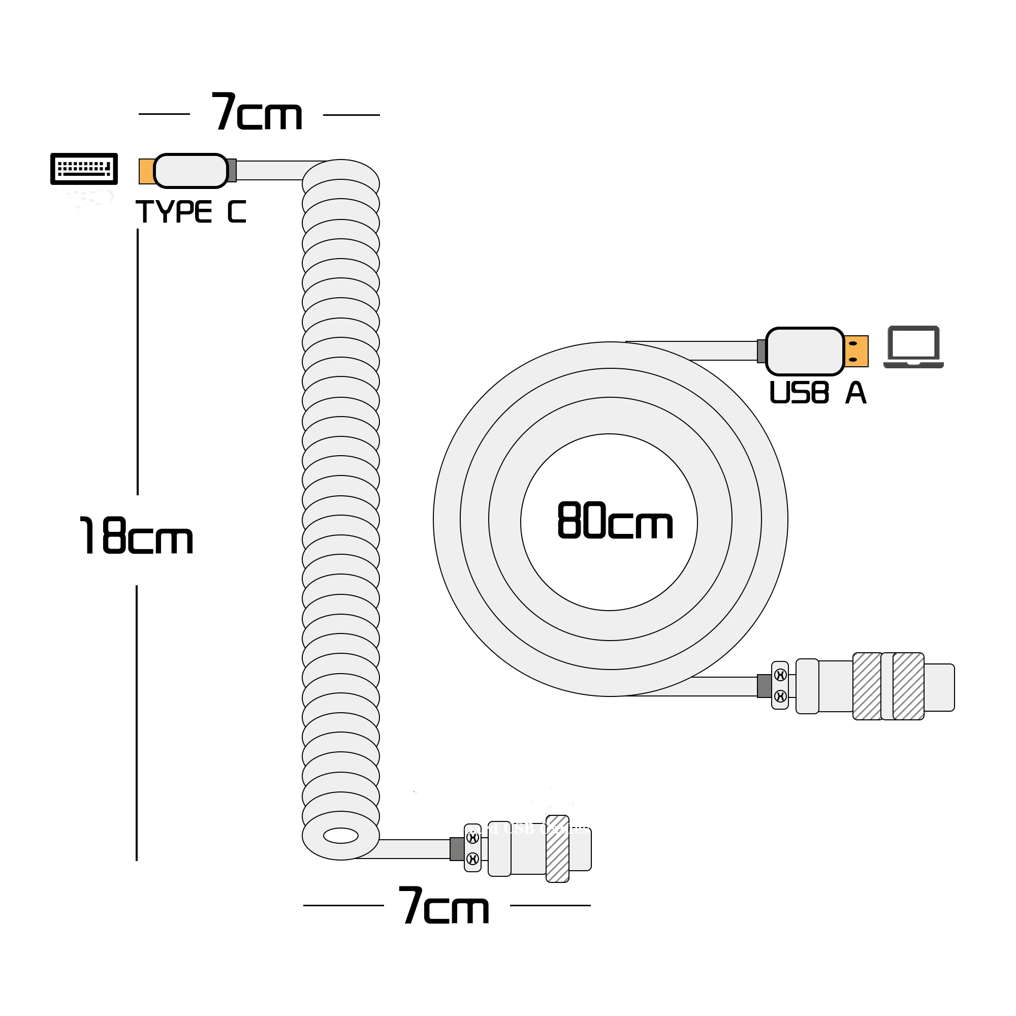 Red Samurai Coiled Aviator Usb Cable Usb To Type C Coiled Cable ...