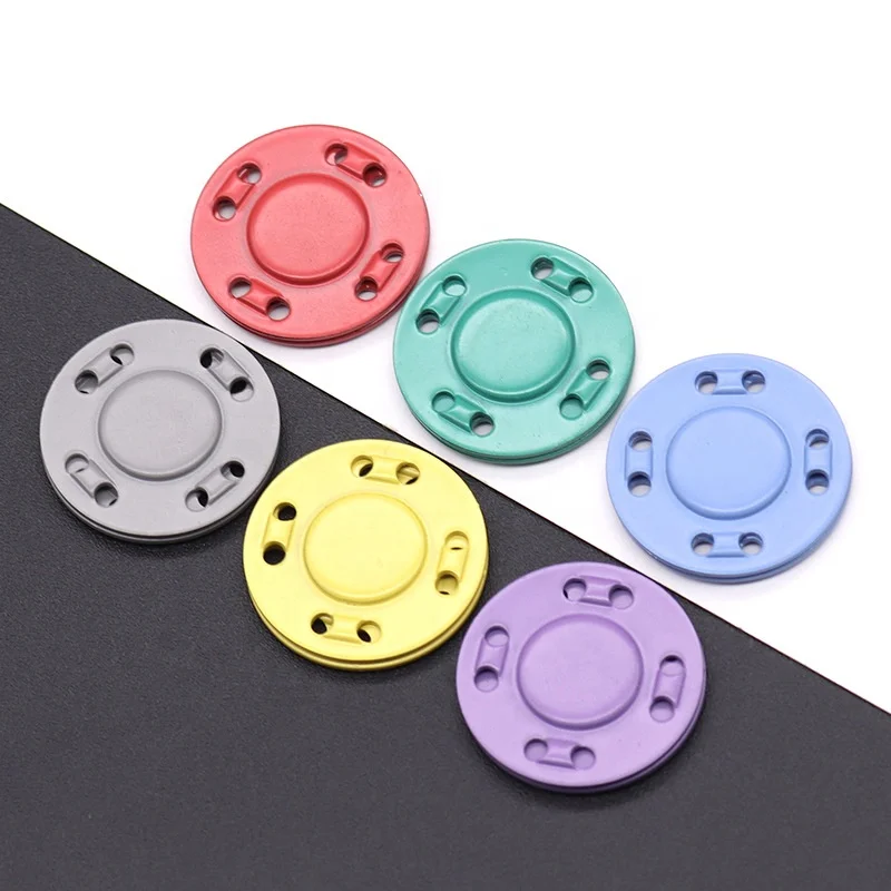 Custom Sewing Hole Woman Metal Colored Slim Hidden Invisible Magnetic  Buttons For Clothing