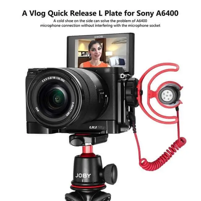with Cold Shoe for Microphone Quick Release L Plate Hand Grip Bracket for Sony A6400 Vlog