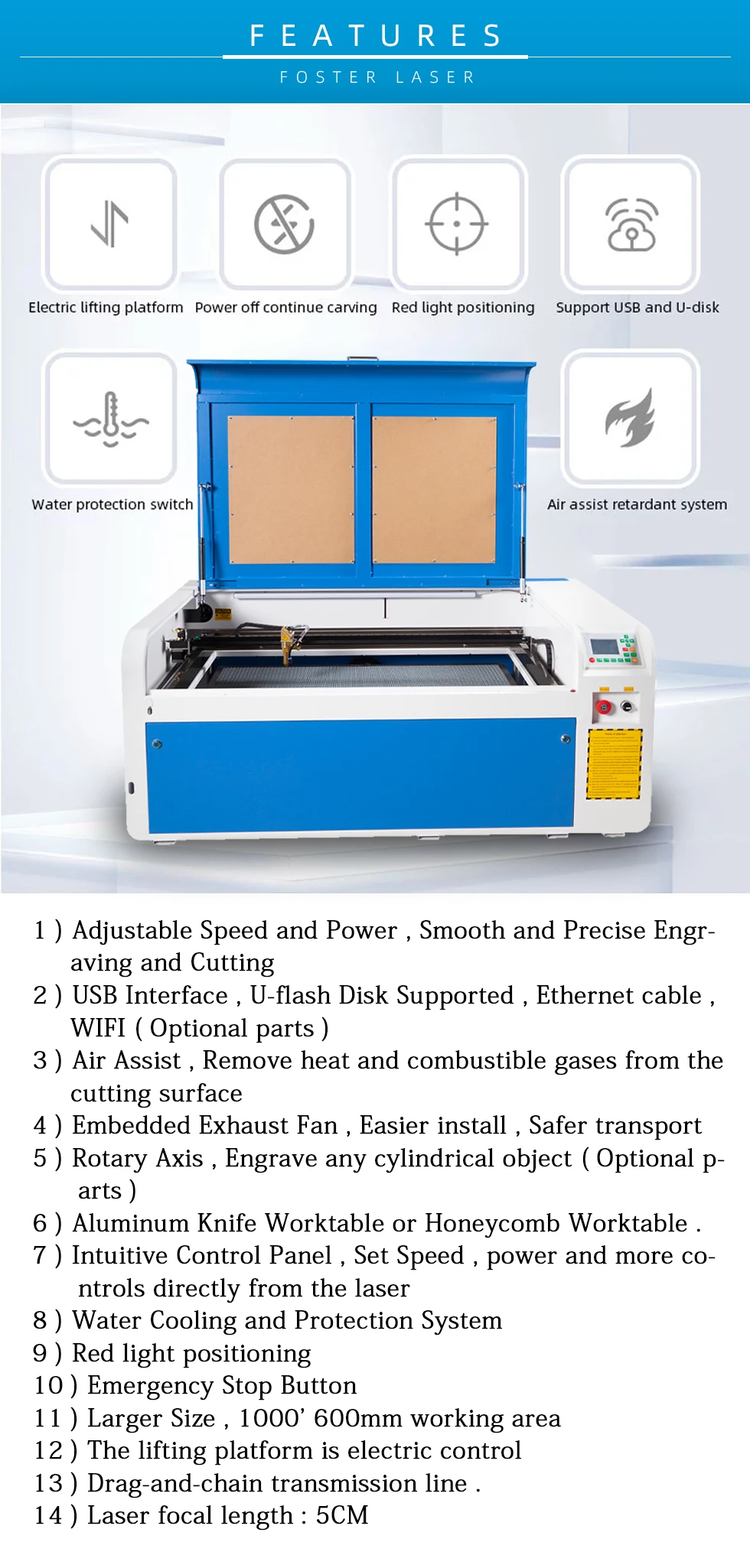 Factory 1060 Laser Printer Engraver 60w 80w 100w Co2 Laser Cutting