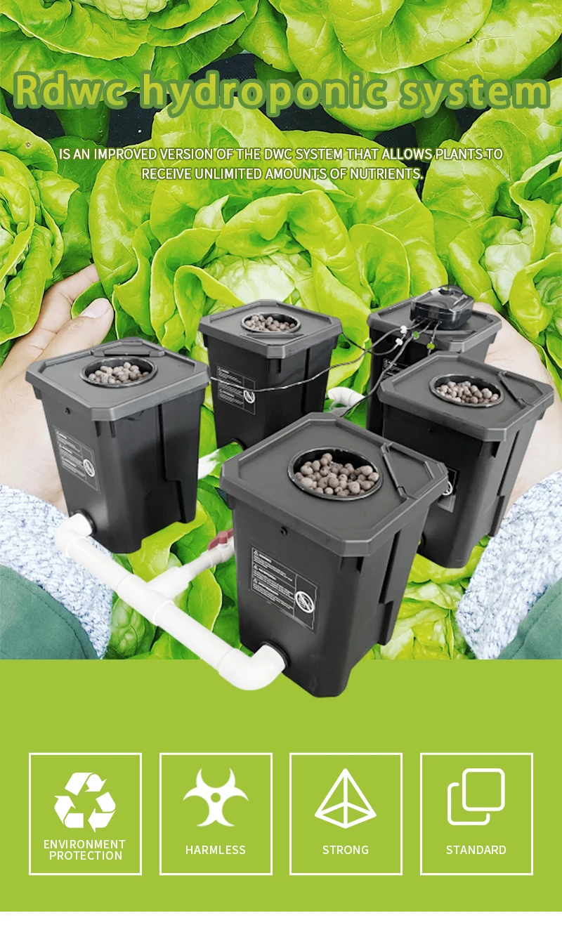 Plant Hydroponics System Rdwc Clone Bucket Drip Irrigation 4 Buckets Air Pump And Cycle Pump