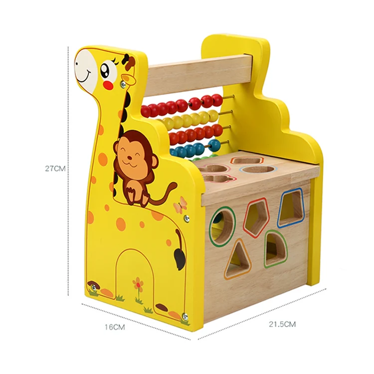 Интеллектуальная коробка расчет рамка форма познания съемные бусины деревянный жираф обучающие игрушки
