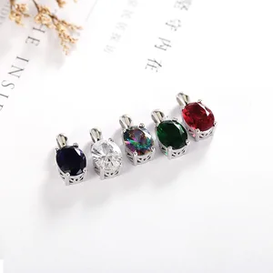The Latest Design 925 Sterling Silver Pendants 3A Cubic Zirconia Classic Oval Shape Gemstone Charm Pendant