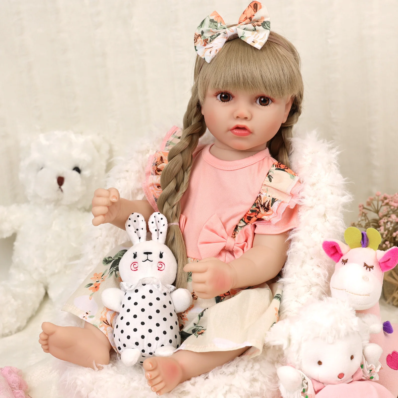 Babeside 22'' Baby Dolls Girl Bina Realistic Babies Doll Solid Silicone ...