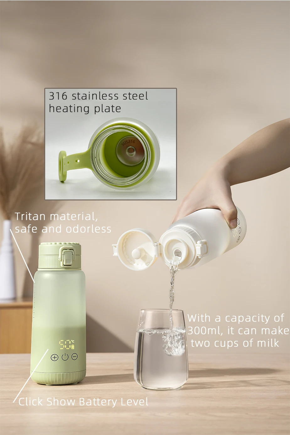 Kangtan Hc304 Customized Portable Electric Kettle And Baby Bottle