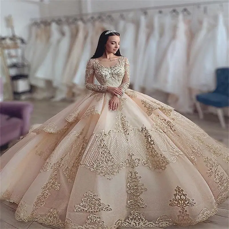 QD1588 Luxury Champagne Quinceanera Dresses 2023
