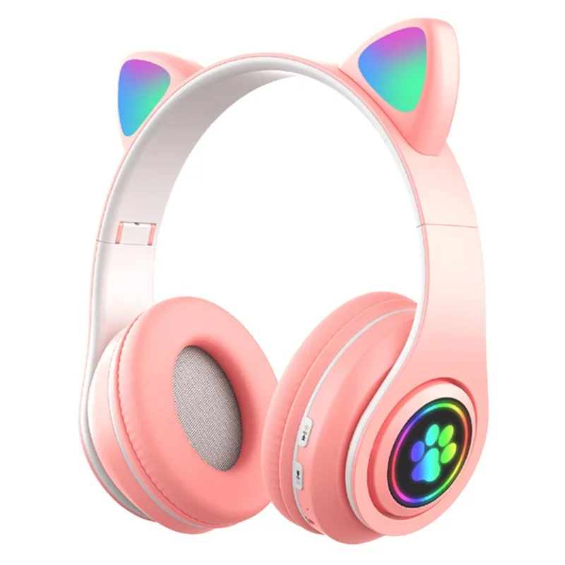 New B39 Audifonos Cat Claw Headset Stereo Wireless Earphone Cute Pink Cat  Ear Headphone for Kid
