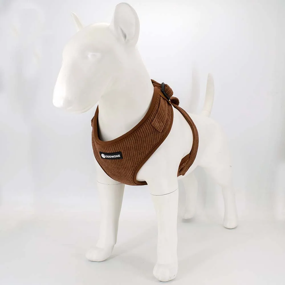 Luxury Corduroy Dog Harness Set Adjustable Dog Tactical Harness