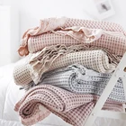 Waffle Cotton Blanket Cotton Cotton Blanket Warm Nordic Style Solid Color Lacework Waffle Bamboo Cotton Waffle Blanket
