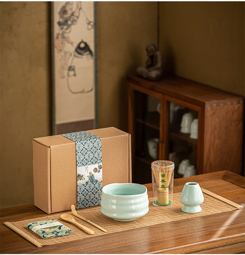Custom High Quality Gift Packing Matcha Set Japanese Matcha Organic Bamboo Whisk Matcha Kit