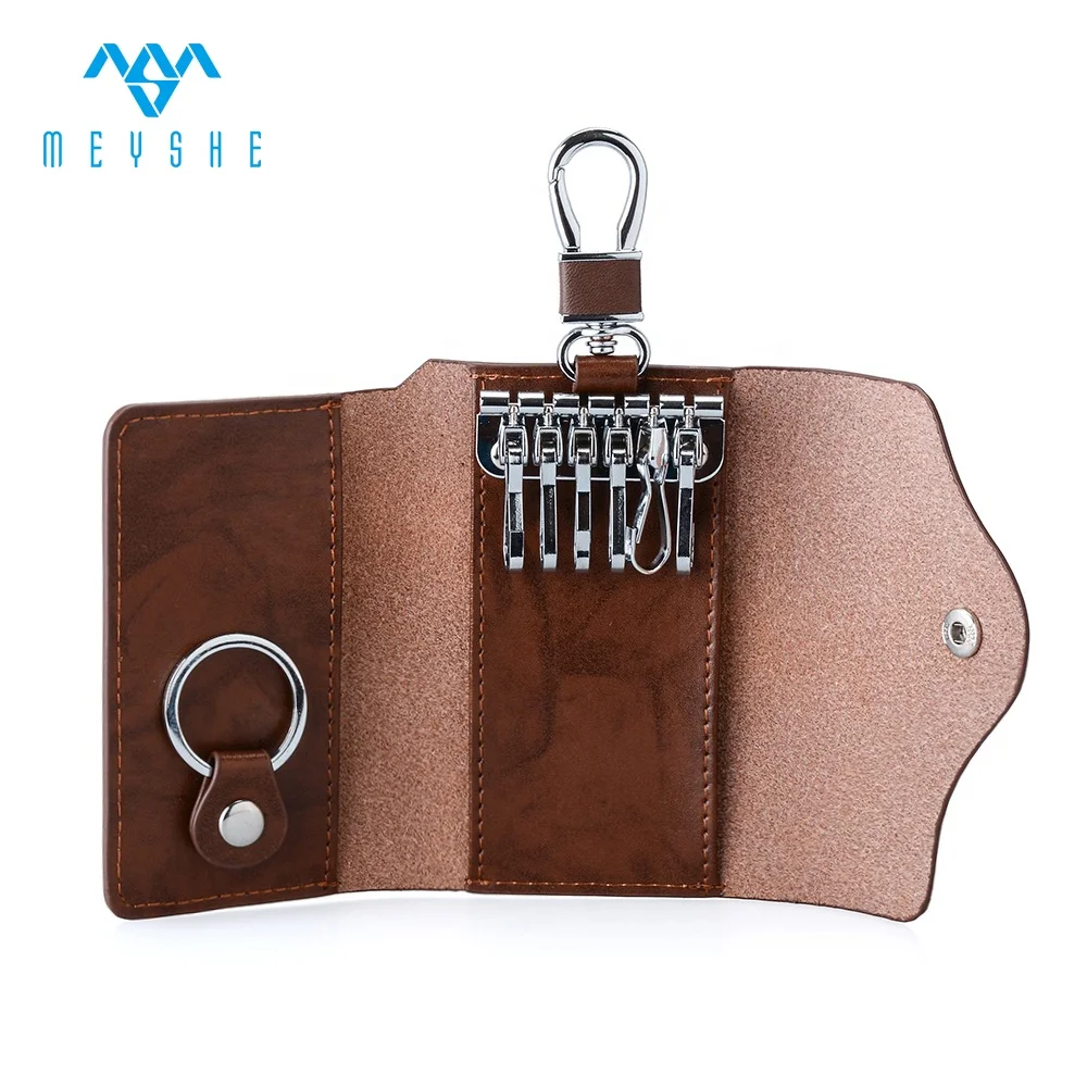 Оригинальные коричневые сумки для ключей из натуральной кожи, 6 крючков, держатели для ключей